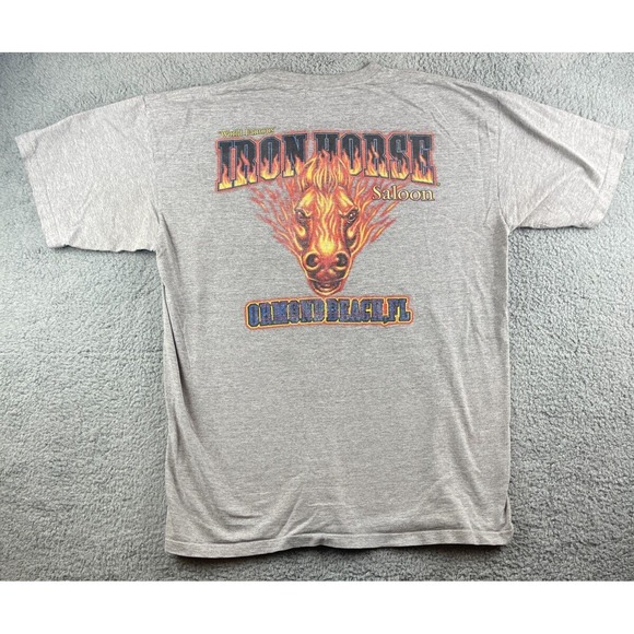 Jensen Other - Vtg Iron Horse Saloon Shirt Adult 2XL Gray Ormond Beach,Florida Distressed